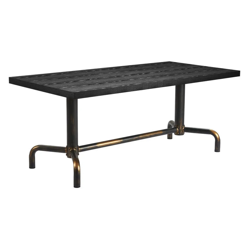 71" Black and Gold Wood and Steel Trestle Base Dining Table Homeroots Kitchen & Dining