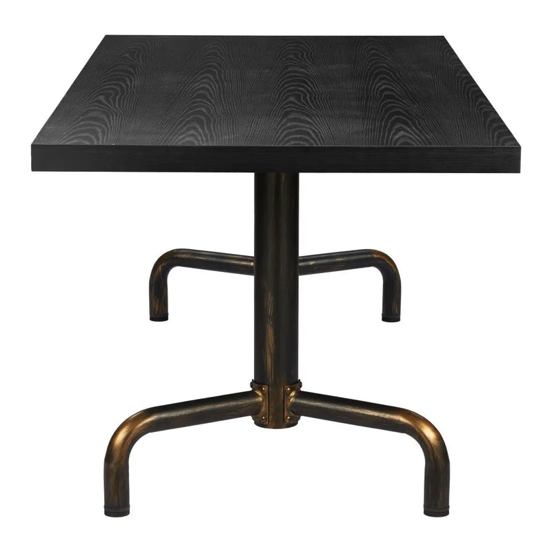 71" Black and Gold Wood and Steel Trestle Base Dining Table Homeroots Kitchen & Dining
