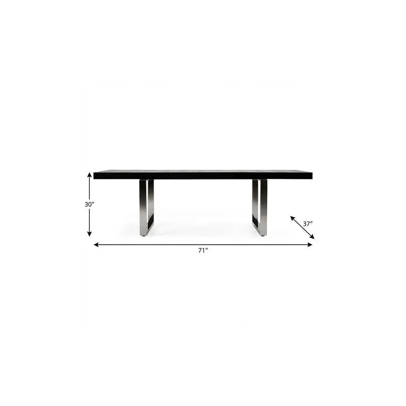 71" Black and Silver Wood and Stainless Steel Removable Leaf Sled Base Extendable Dining Table Homeroots Kitchen & Dining
