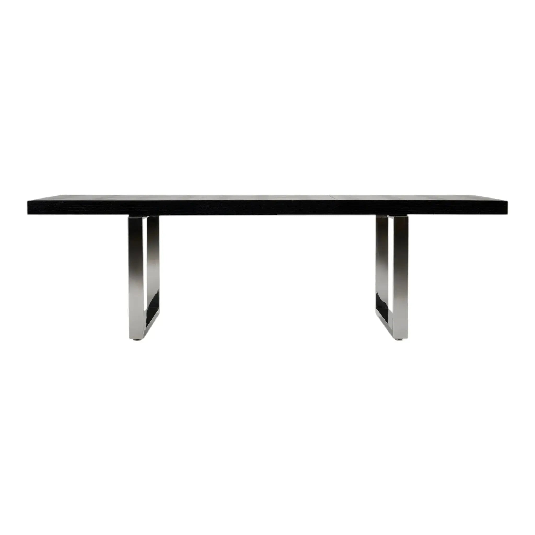 71" Black and Silver Wood and Stainless Steel Removable Leaf Sled Base Extendable Dining Table Homeroots Kitchen & Dining