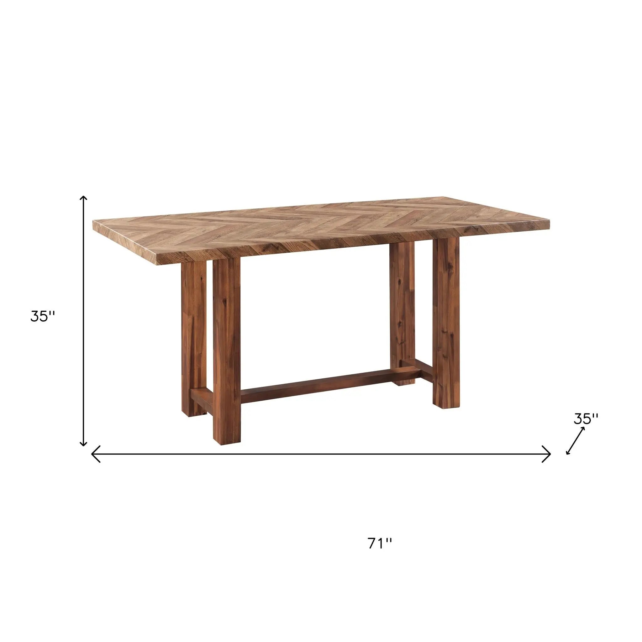 71" Brown Solid Wood Rectangular Bar Table Homeroots Living Room