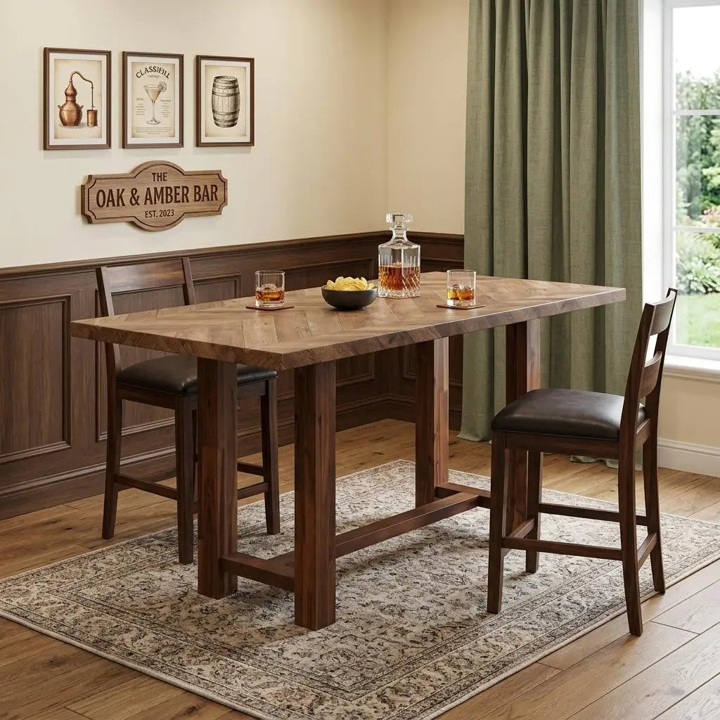 71" Brown Solid Wood Rectangular Bar Table Homeroots Living Room
