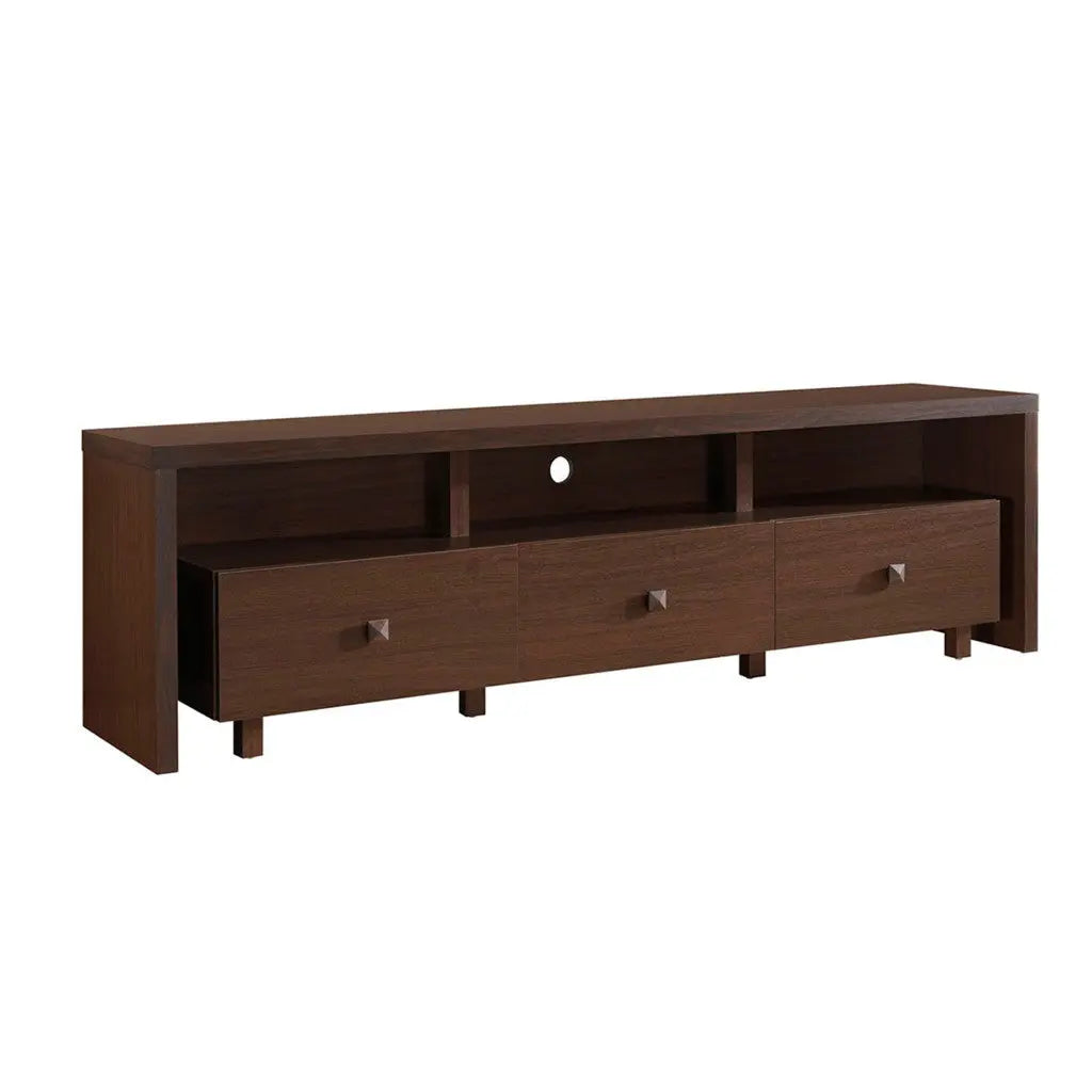 71" Brown Wood Enclosed and Open Storage TV Stand Homeroots Living Room