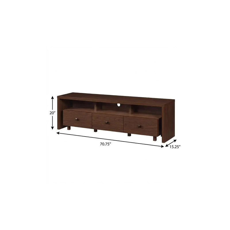 71" Brown Wood Enclosed and Open Storage TV Stand Homeroots Living Room