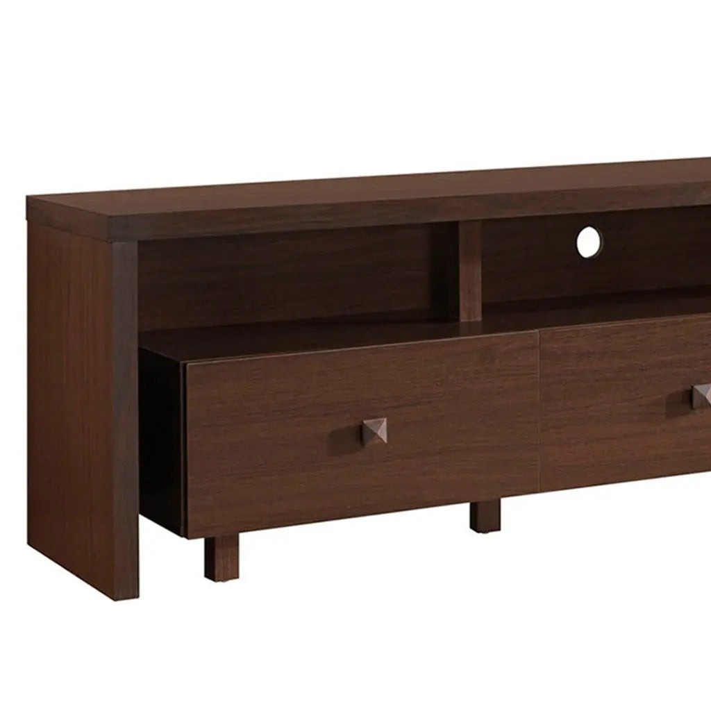 71" Brown Wood Enclosed and Open Storage TV Stand Homeroots Living Room