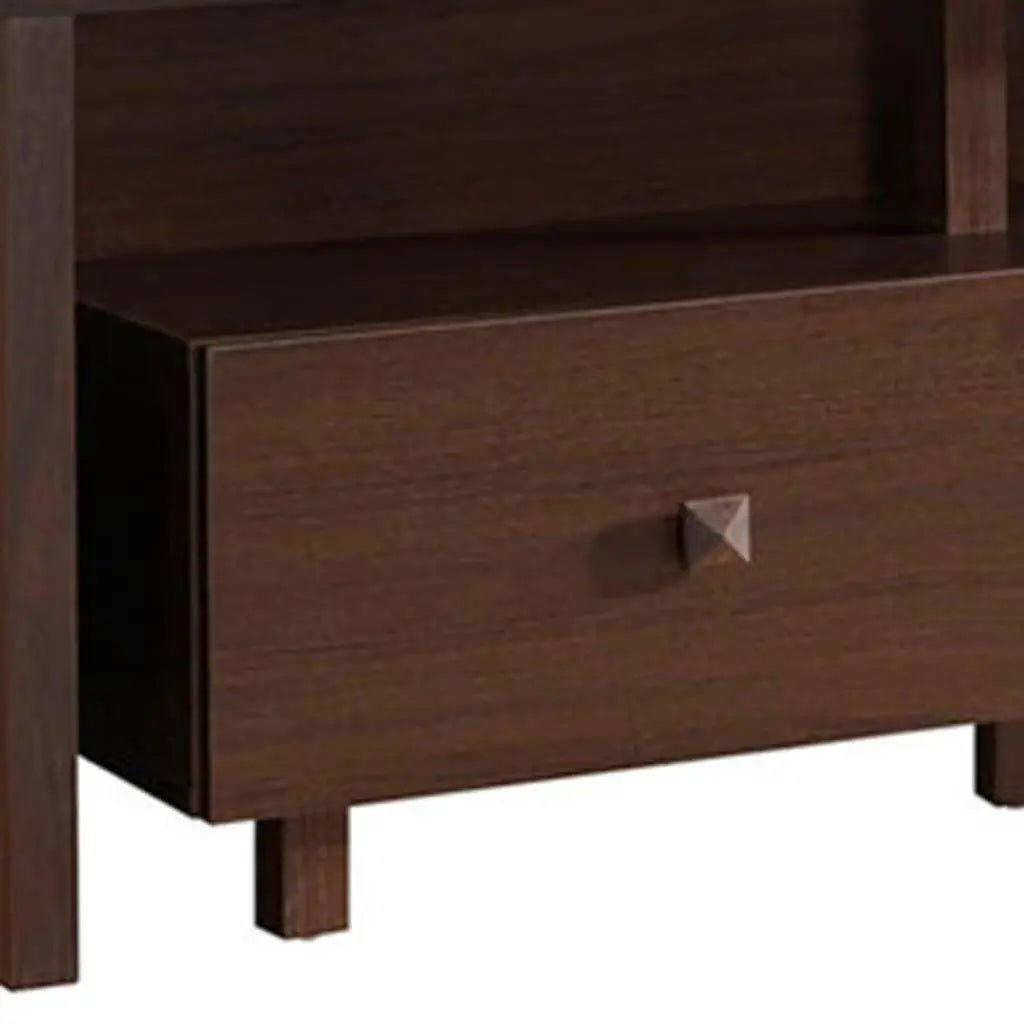 71" Brown Wood Enclosed and Open Storage TV Stand Homeroots Living Room