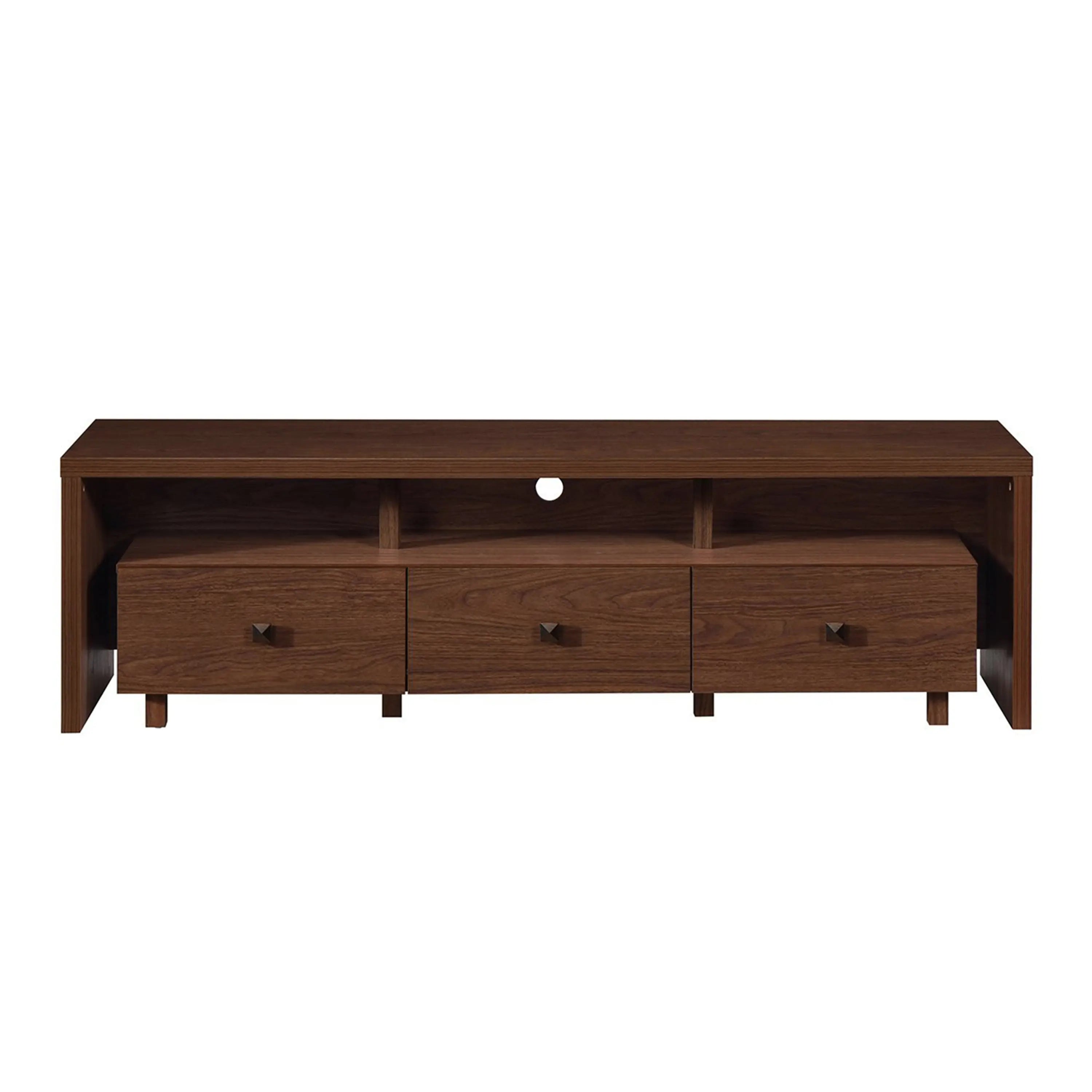 71" Brown Wood Enclosed and Open Storage TV Stand Homeroots Living Room
