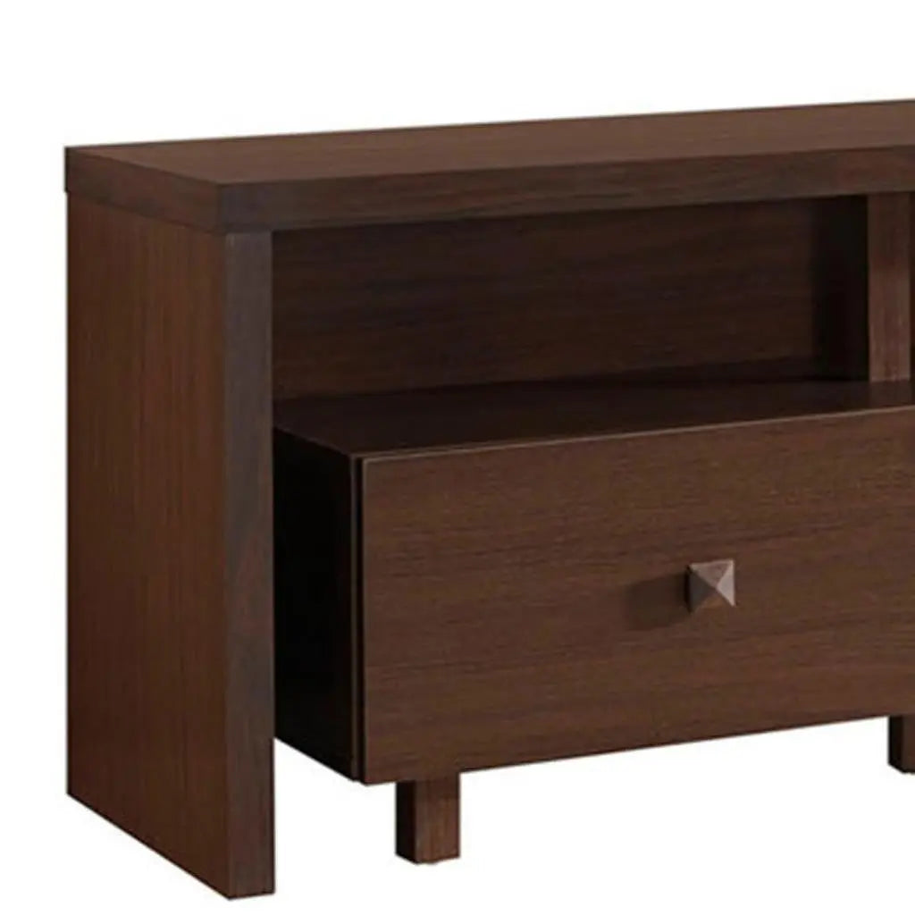 71" Brown Wood Enclosed and Open Storage TV Stand Homeroots Living Room