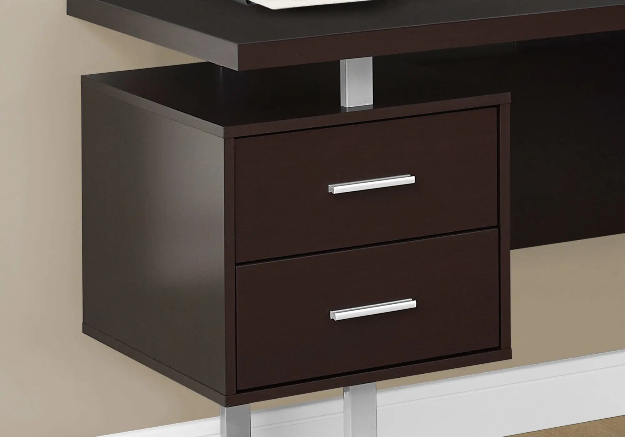 71" Brown and Silver L Shape Computer Desk With Three Drawers Homeroots Office