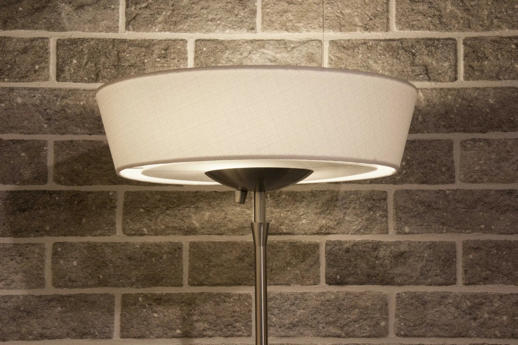 71" Brushed Led Torchiere Floor Lamp With White Empire Shade Homeroots Lighting