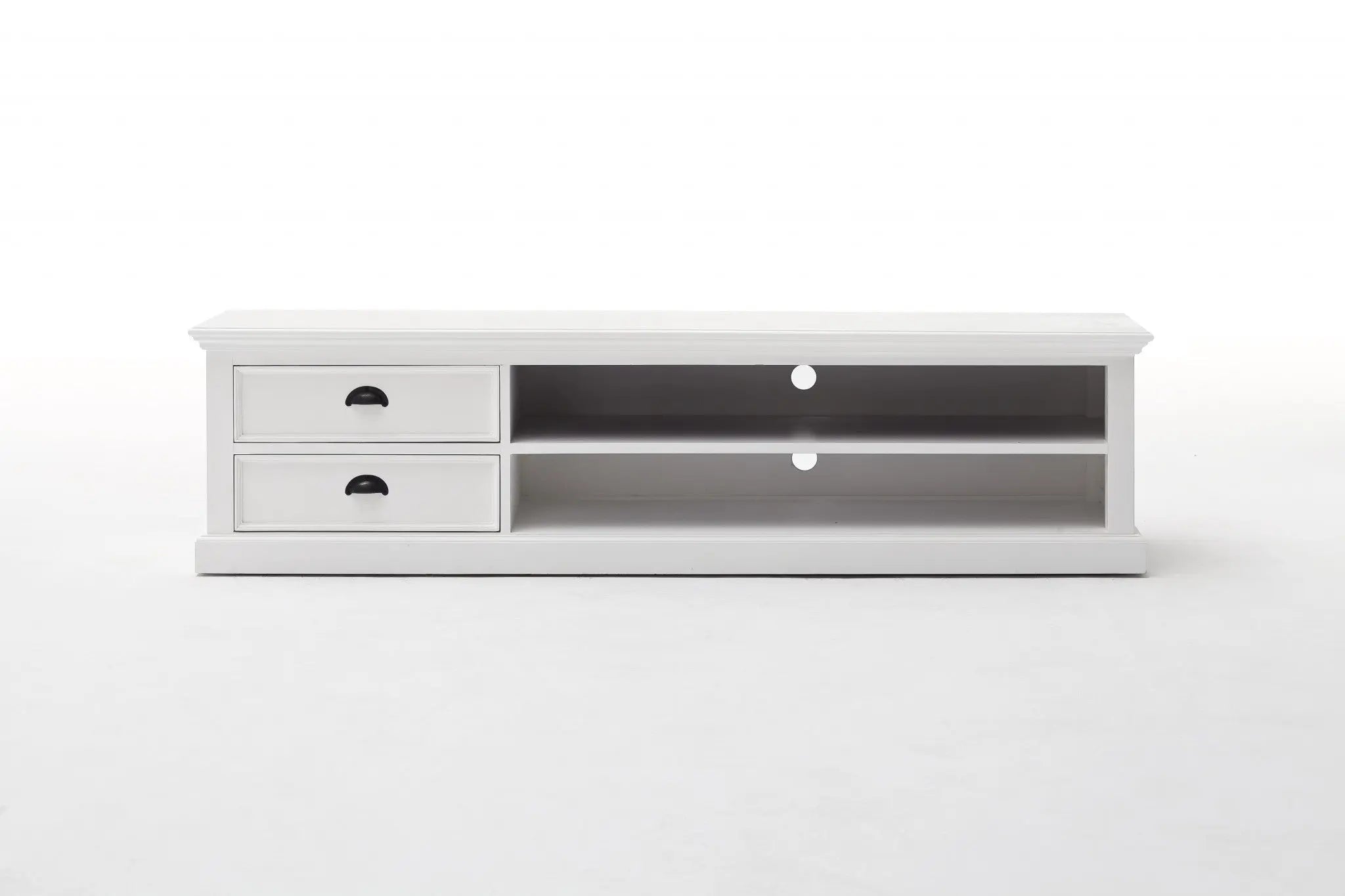 71" Classic White Entertainment Unit with Two Drawers Homeroots Living Room
