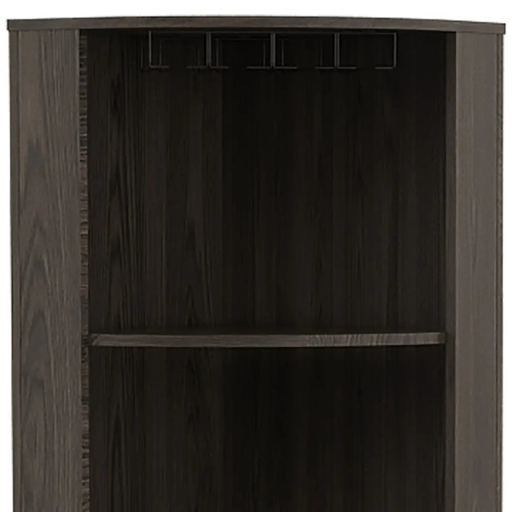 71" Dark Brown Wood Corner Bar Cabinet With Two Doors Homeroots Kitchen & Dining