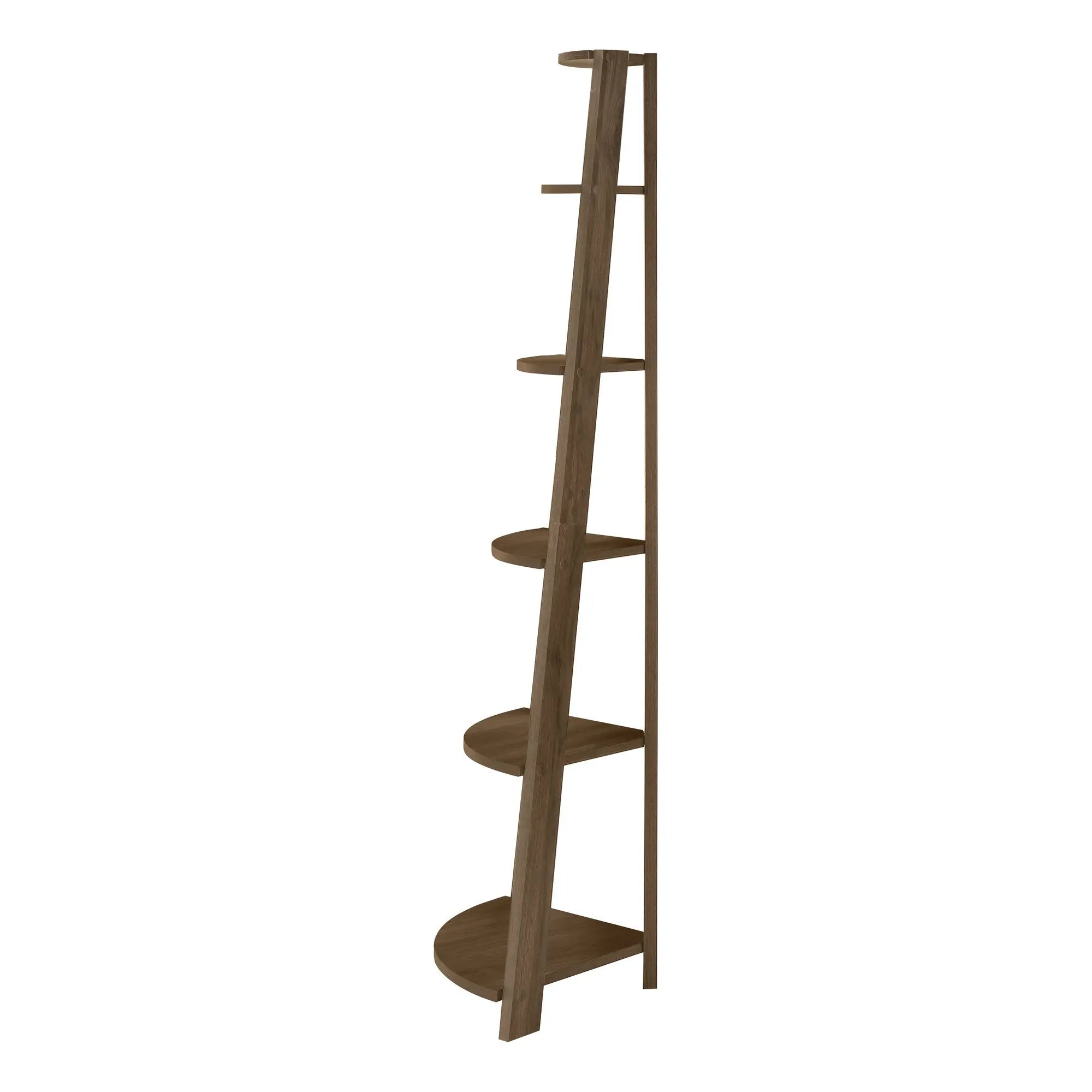 71" Dark Brown Wood Five Tier Corner Bookcase Homeroots Office