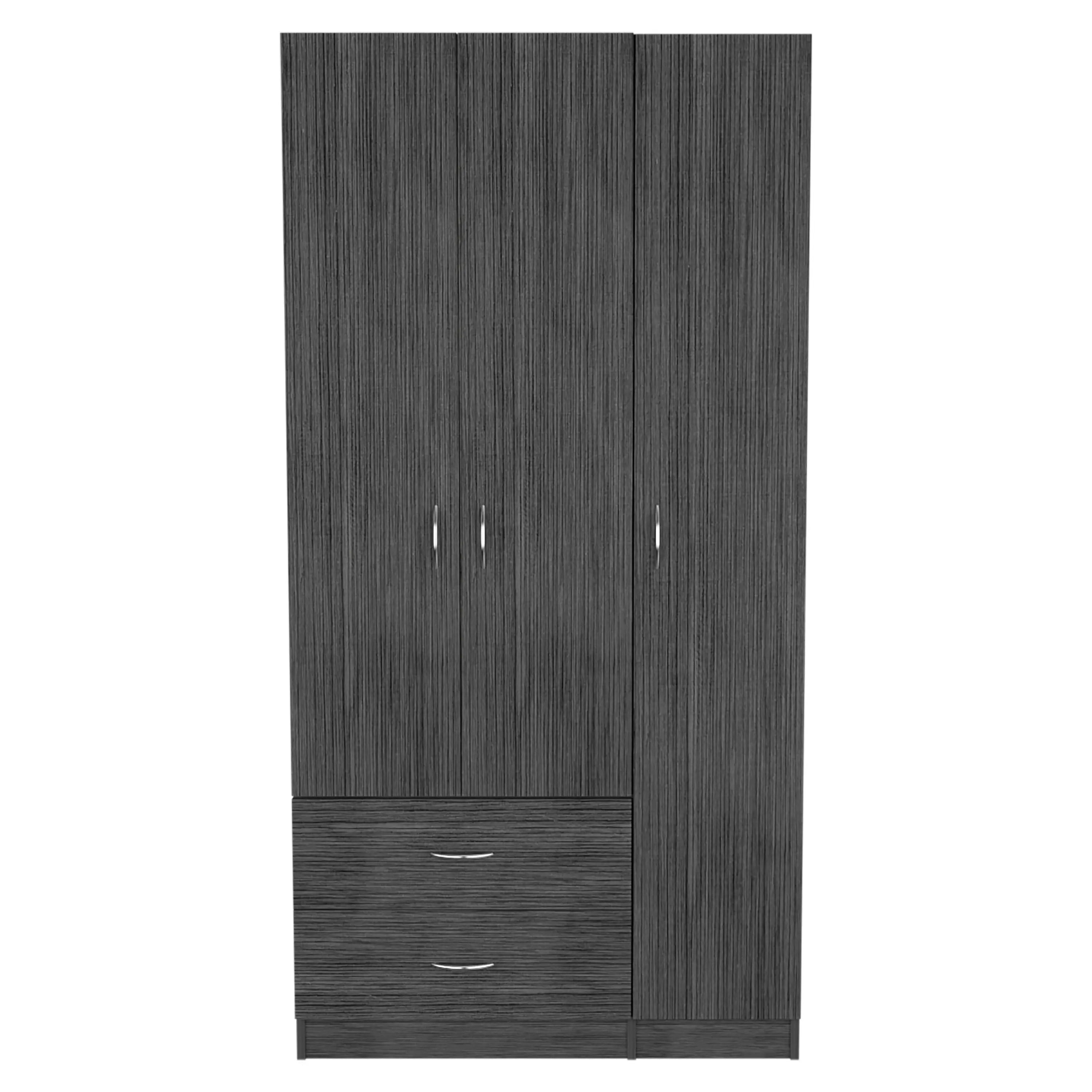 71" Dark Gray Wood Three Door Two Drawer Combo Dresser Homeroots Bed & Bath