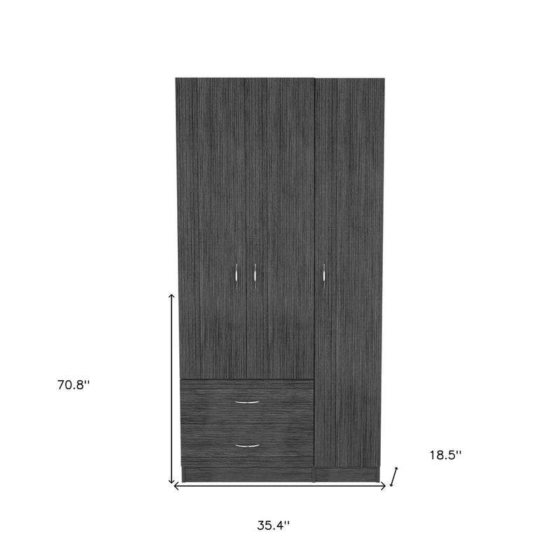 71" Dark Gray Wood Three Door Two Drawer Combo Dresser Homeroots Bed & Bath