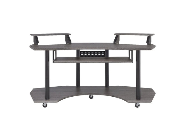 71" Dark Gray and Black Music Recording Studio Desk Homeroots Office