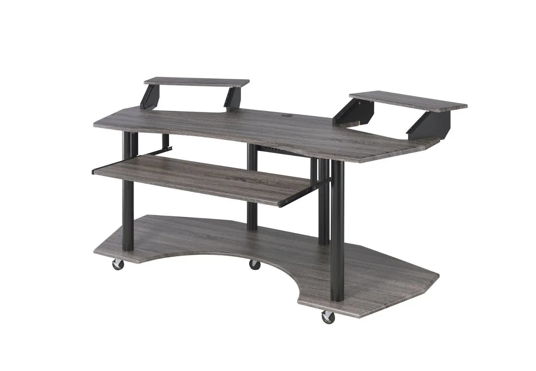 71" Dark Gray and Black Music Recording Studio Desk Homeroots Office