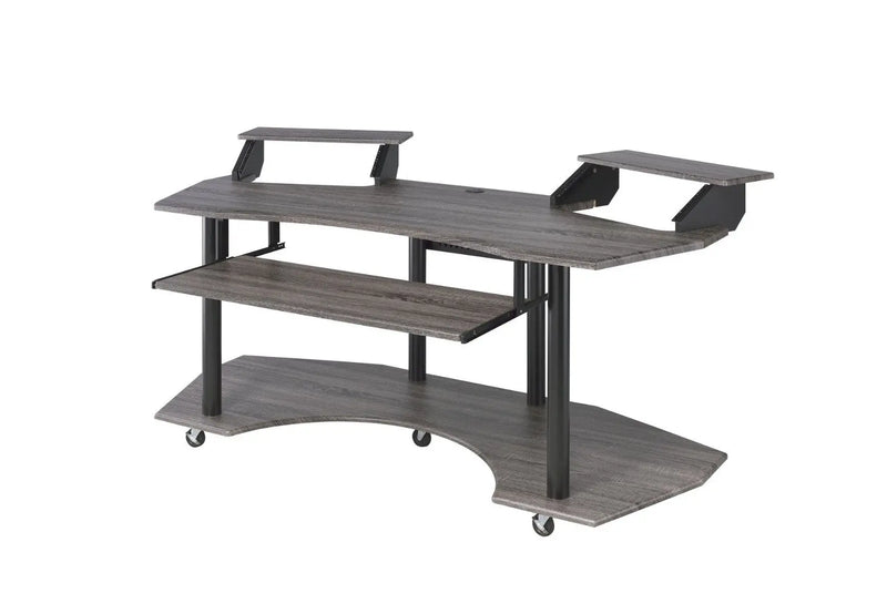 71" Dark Gray and Black Music Recording Studio Desk Homeroots Office