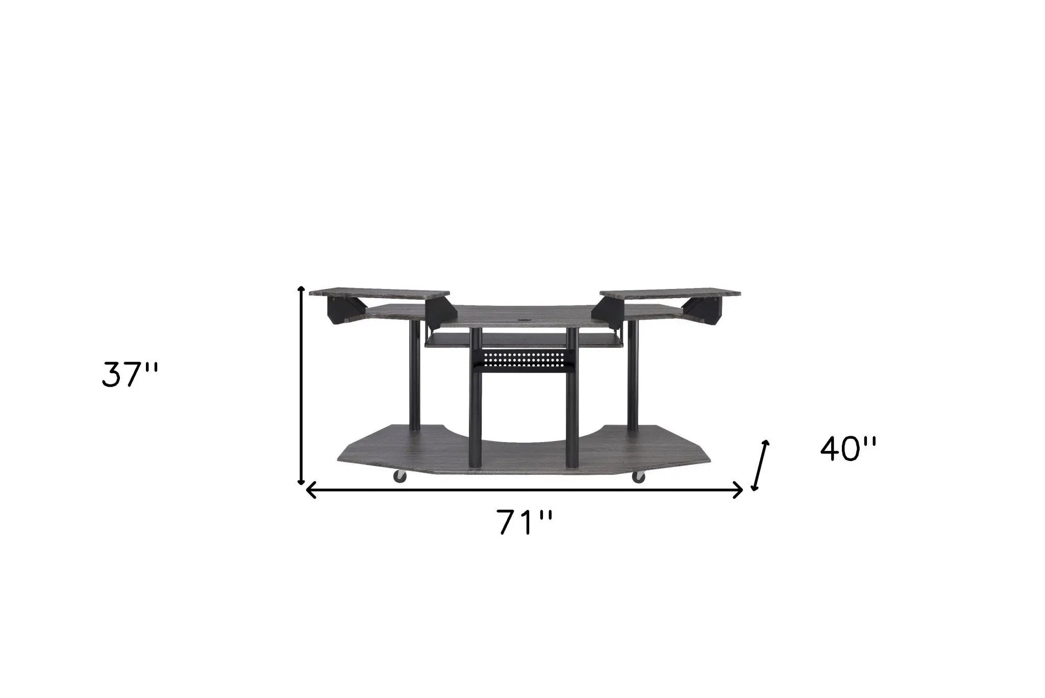 71" Dark Gray and Black Music Recording Studio Desk Homeroots Office