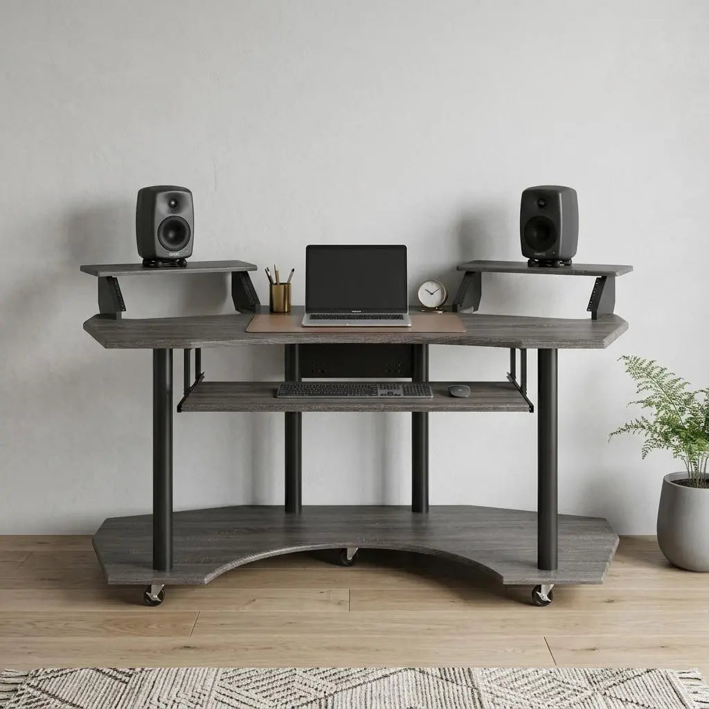 71" Dark Gray and Black Music Recording Studio Desk Homeroots Office