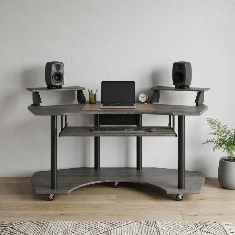 71" Dark Gray and Black Music Recording Studio Desk Homeroots Office