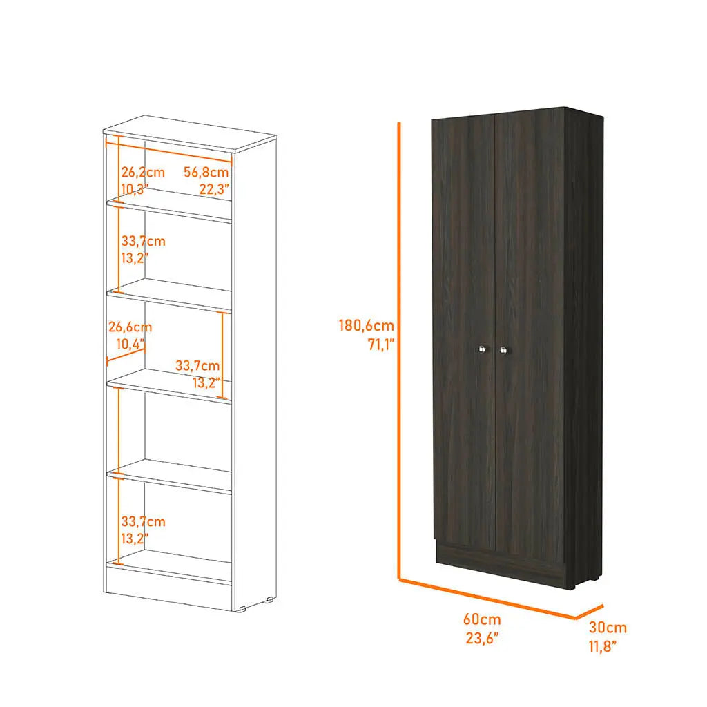 71" Espresso Wood Pantry Or Storage Closet Homeroots Kitchen & Dining