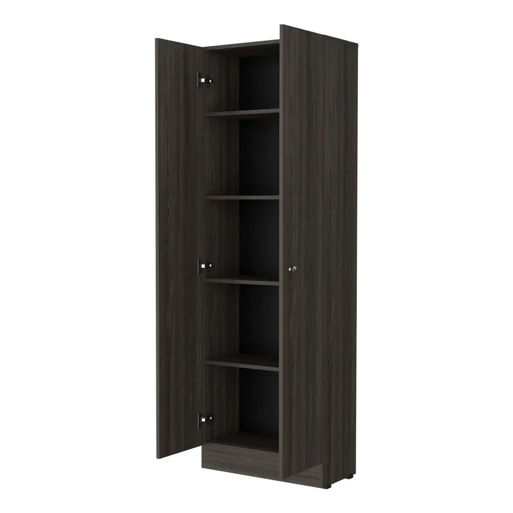 71" Espresso Wood Pantry Or Storage Closet Homeroots Kitchen & Dining