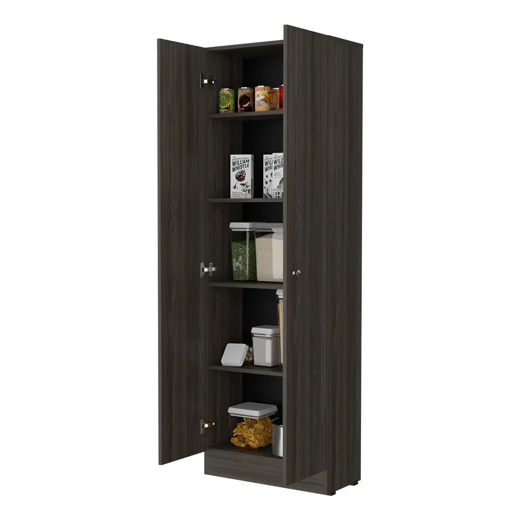 71" Espresso Wood Pantry Or Storage Closet Homeroots Kitchen & Dining