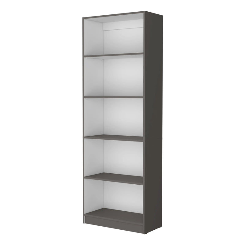 71" Gray And White Wood Five Tier Bookcase Homeroots Office