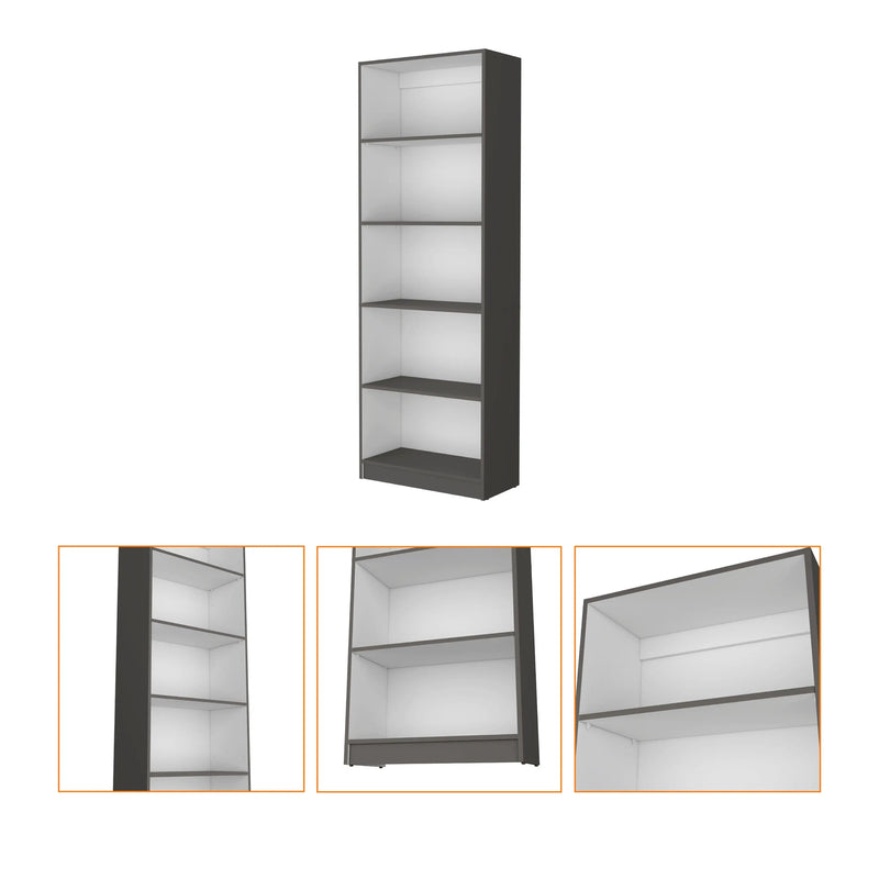 71" Gray And White Wood Five Tier Bookcase Homeroots Office
