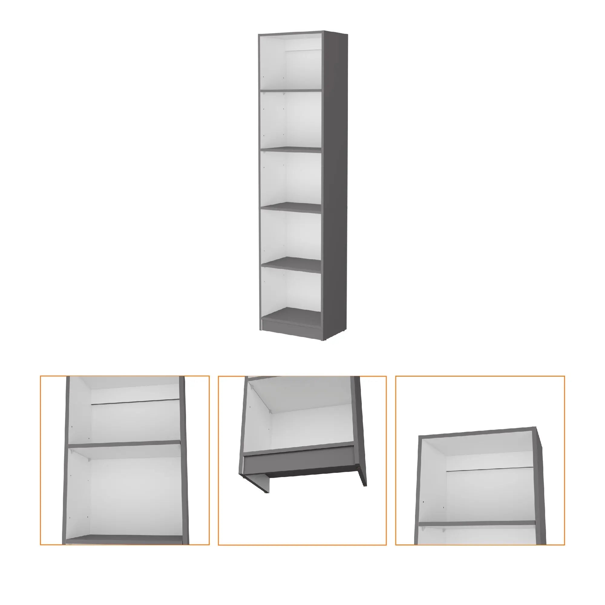 71" Gray And White Wood Five Tier Bookcase Homeroots Office