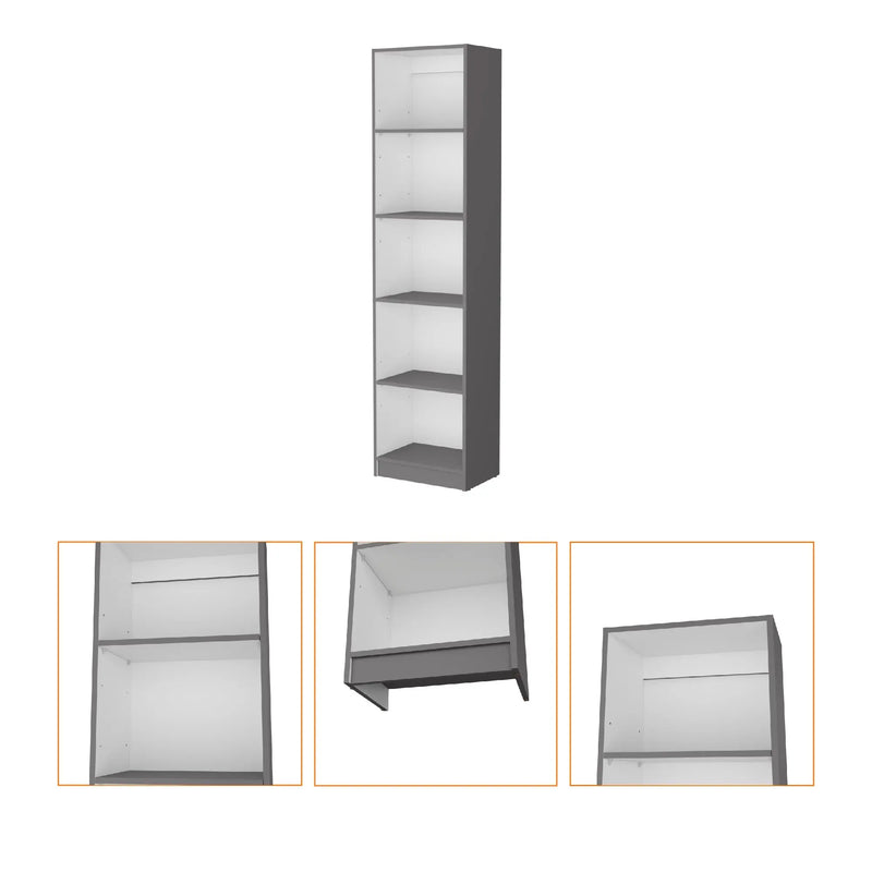 71" Gray And White Wood Five Tier Bookcase Homeroots Office