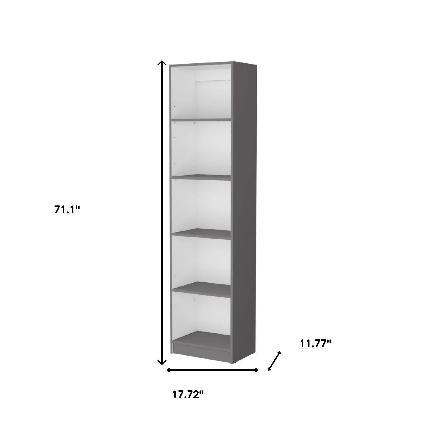 71" Gray And White Wood Five Tier Bookcase Homeroots Office
