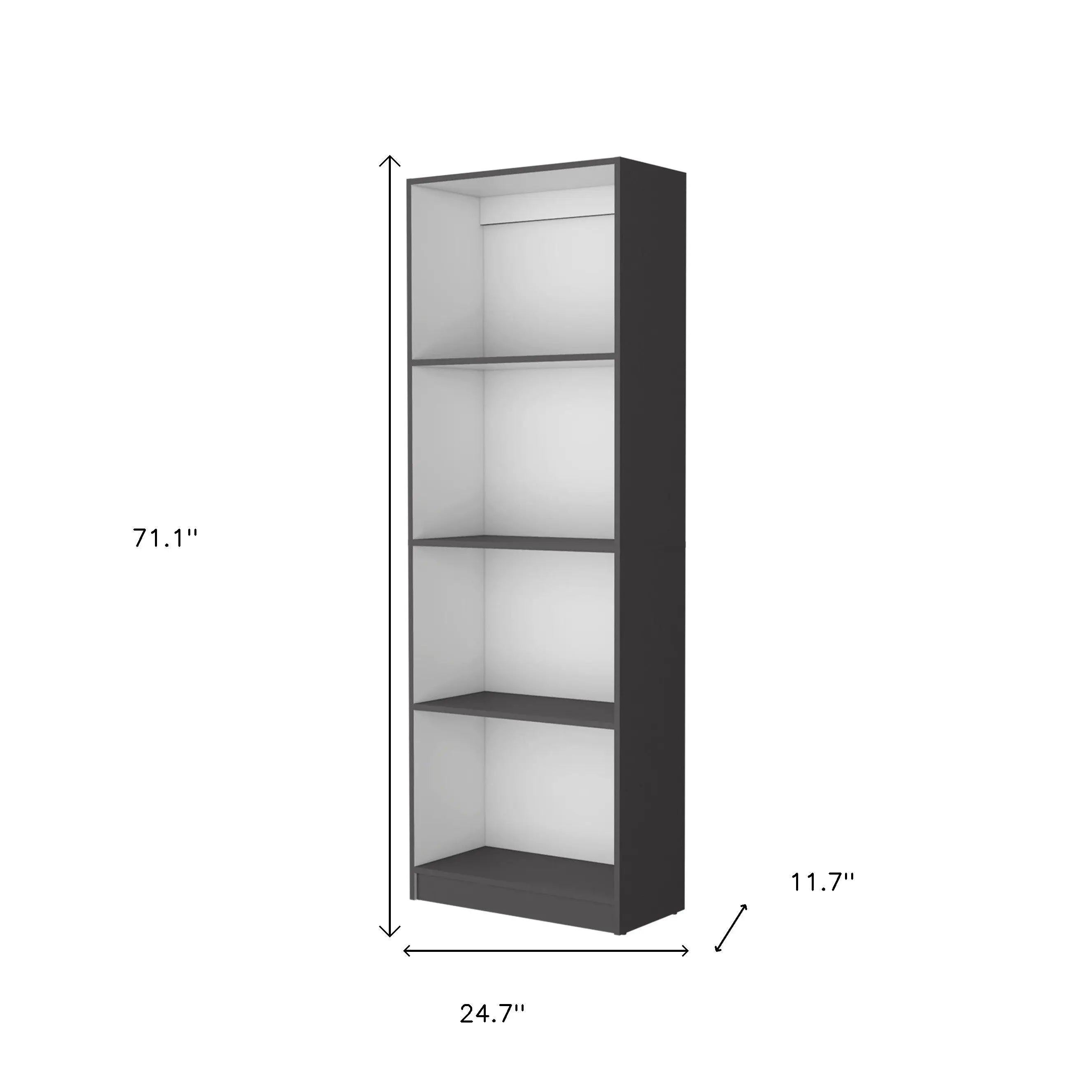 71" Gray And White Wood Four Tier Bookcase Homeroots Office