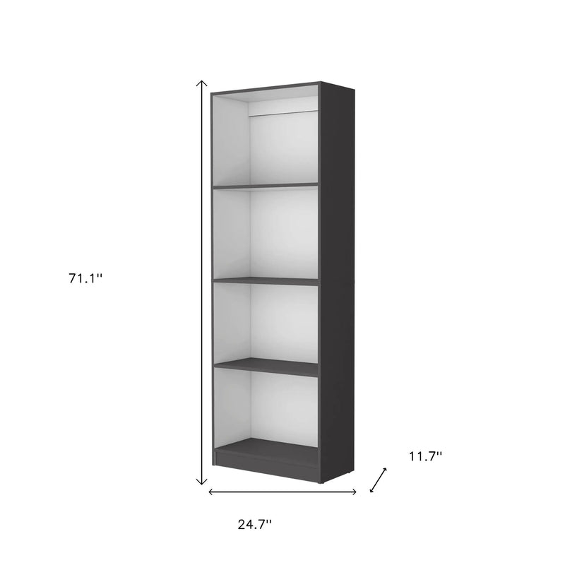 71" Gray And White Wood Four Tier Bookcase Homeroots Office