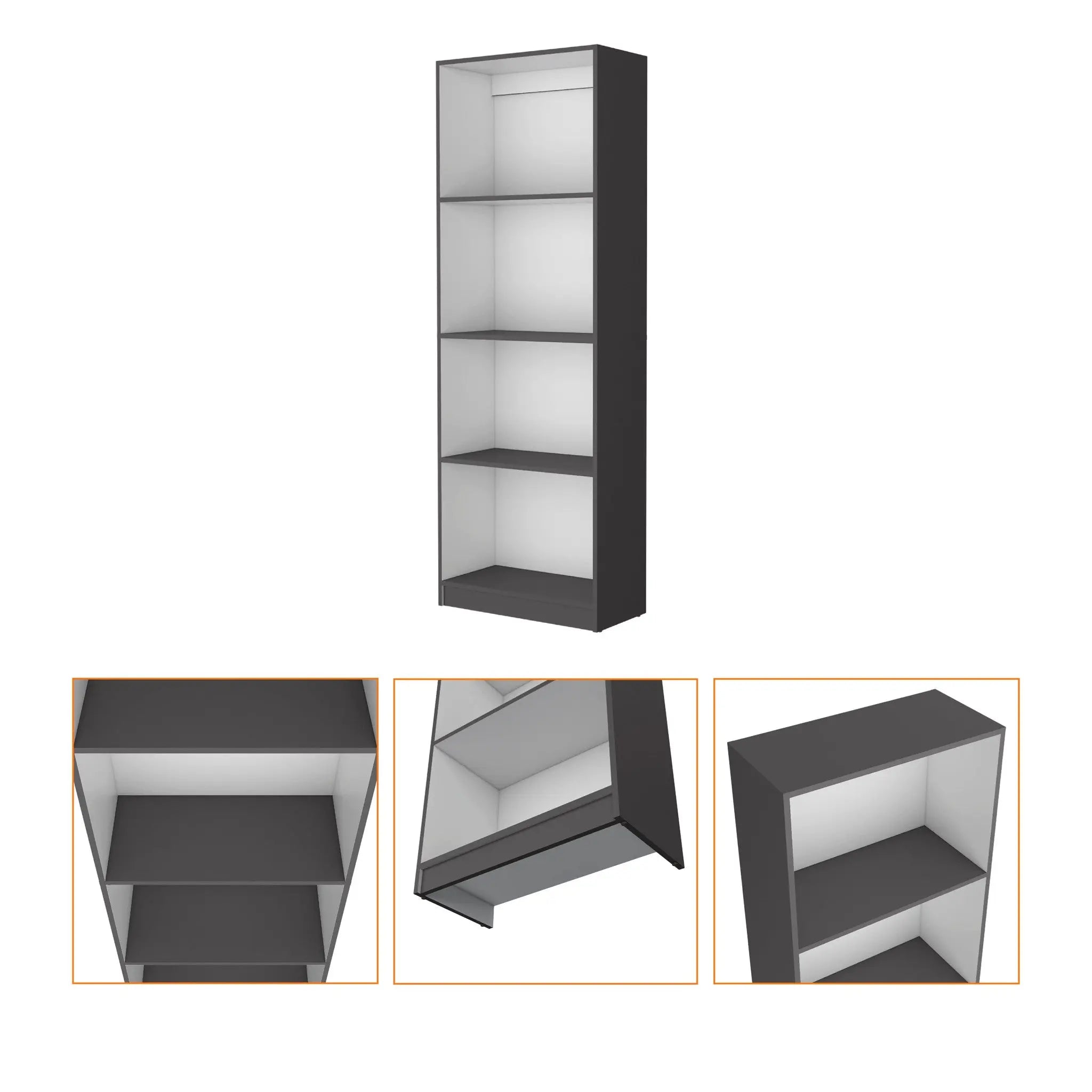 71" Gray And White Wood Four Tier Bookcase Homeroots Office