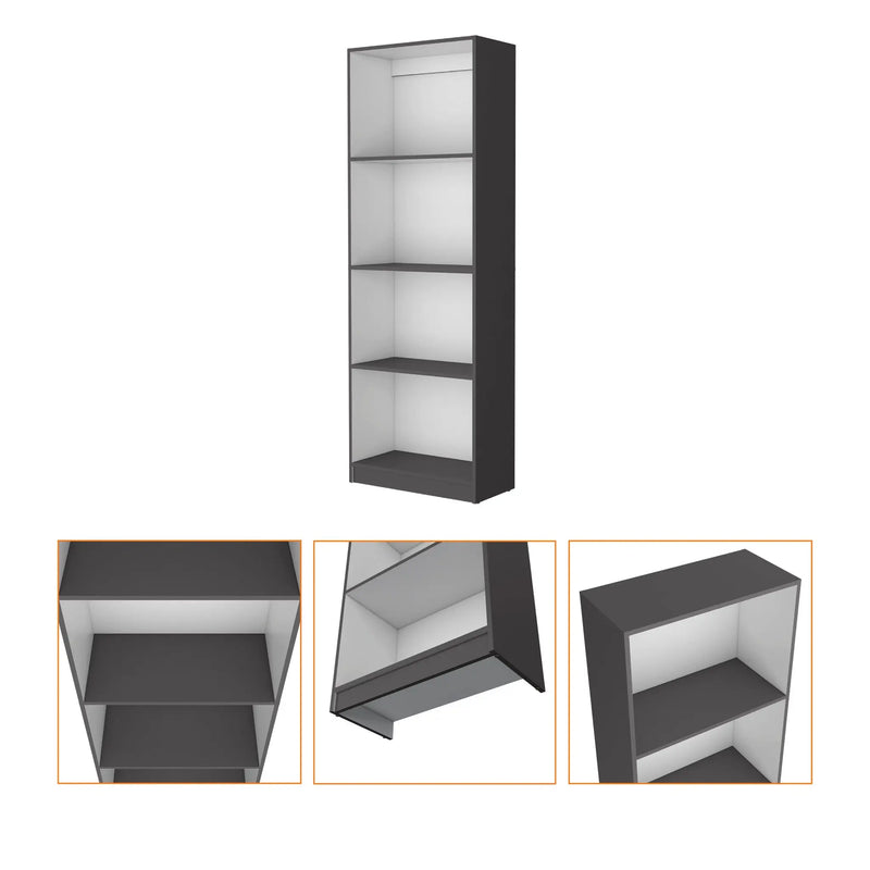71" Gray And White Wood Four Tier Bookcase Homeroots Office