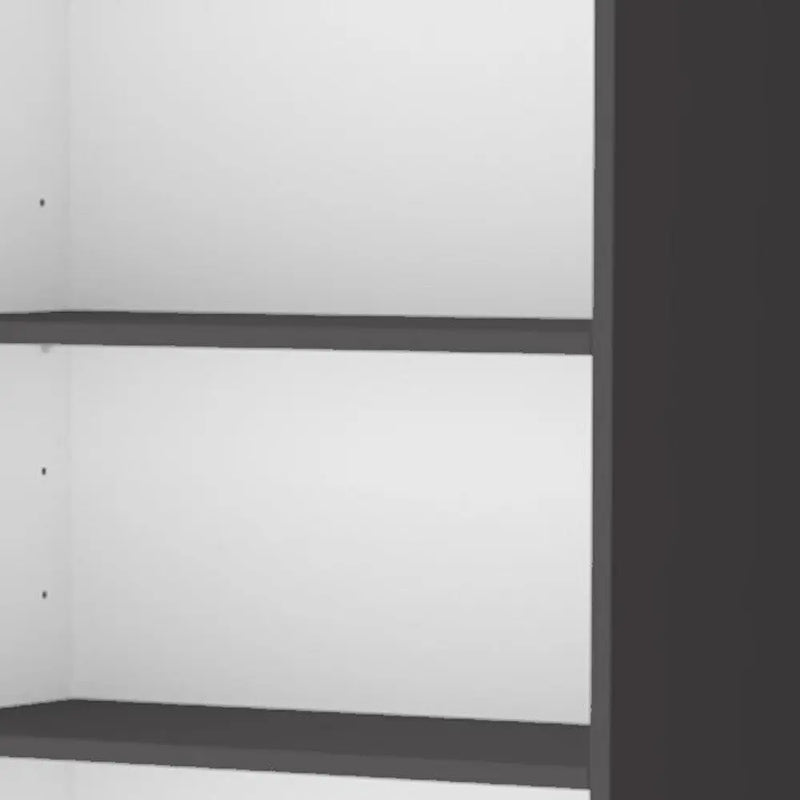 71" Gray And White Wood Three Tier Bookcase with Two Doors Homeroots Office