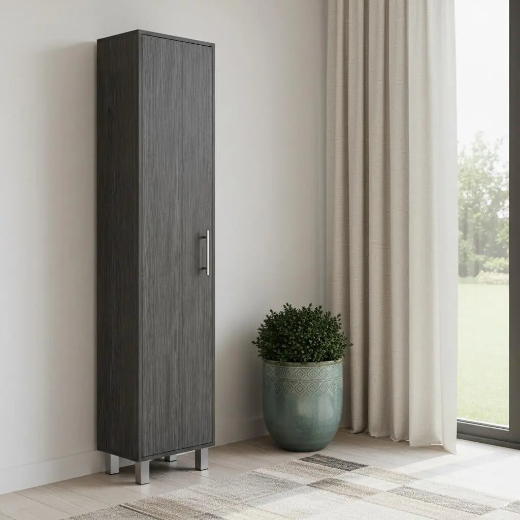 71" Gray Wood Accent Cabinet With Single Door Homeroots Kitchen & Dining
