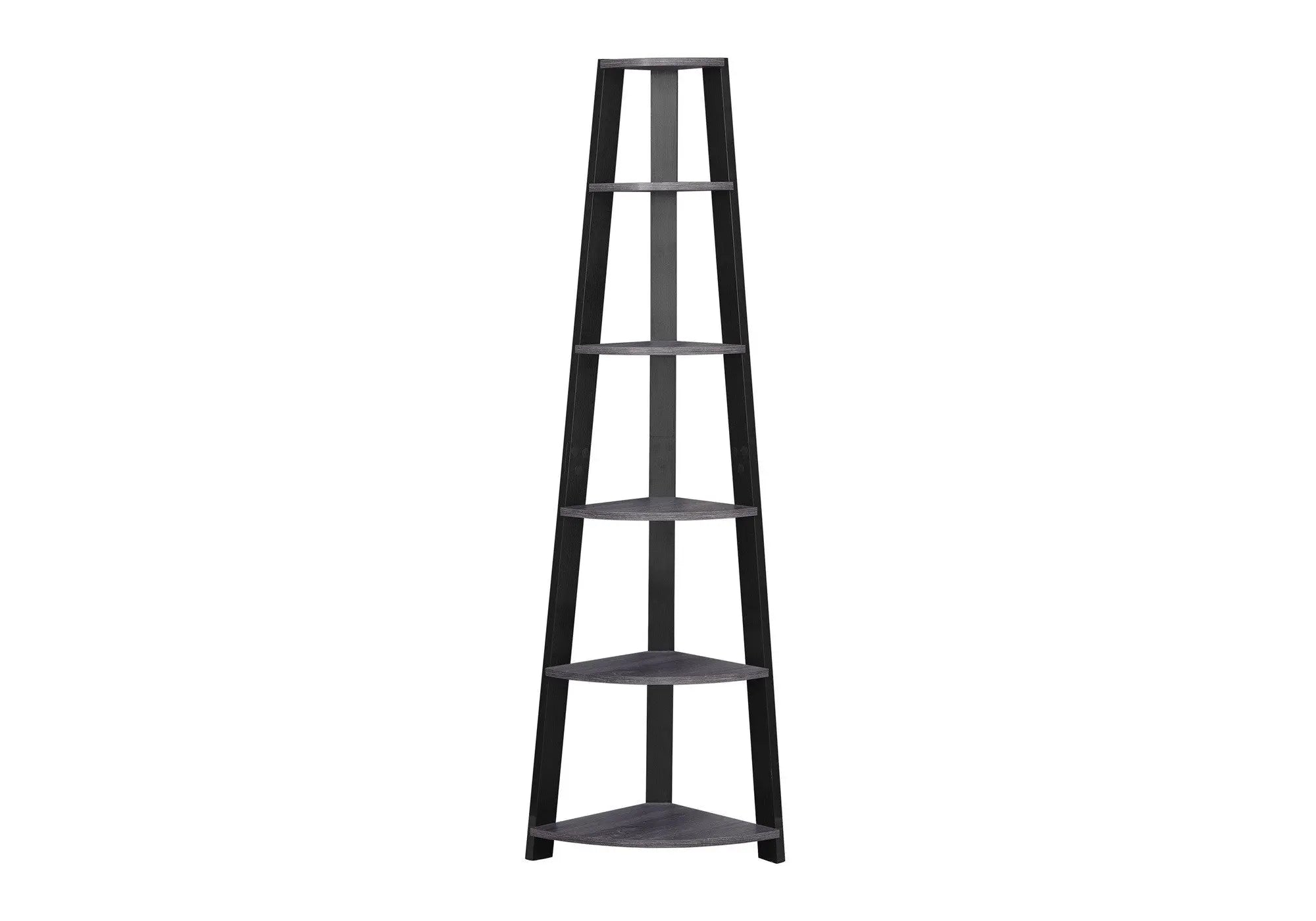 71" Gray Wood Five Tier Corner Bookcase Homeroots Office