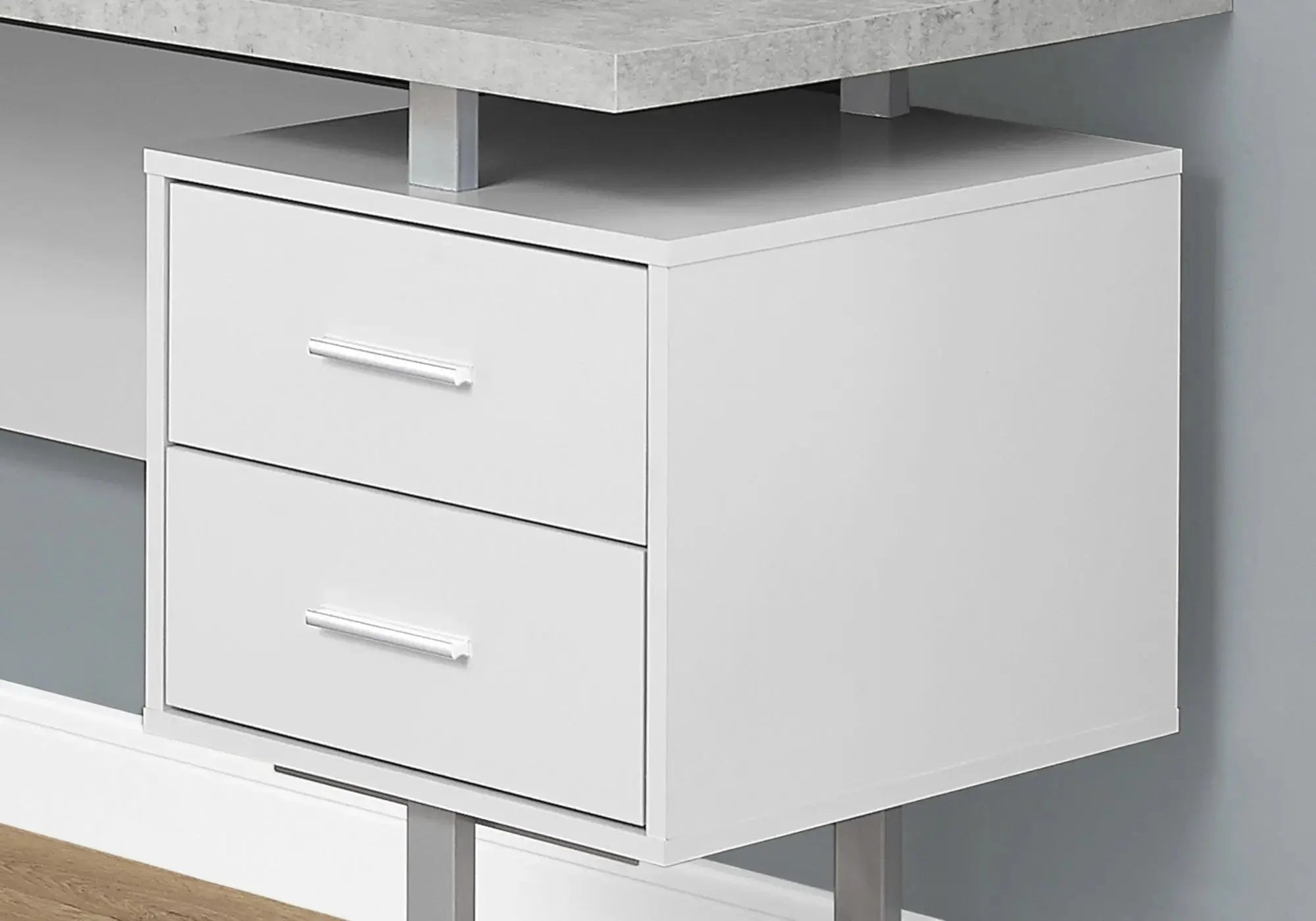 71" Gray and Silver L Shape Computer Desk With Three Drawers Homeroots Office