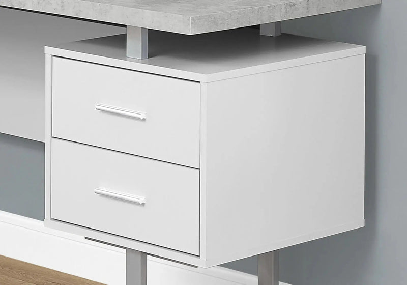 71" Gray and Silver L Shape Computer Desk With Three Drawers Homeroots Office
