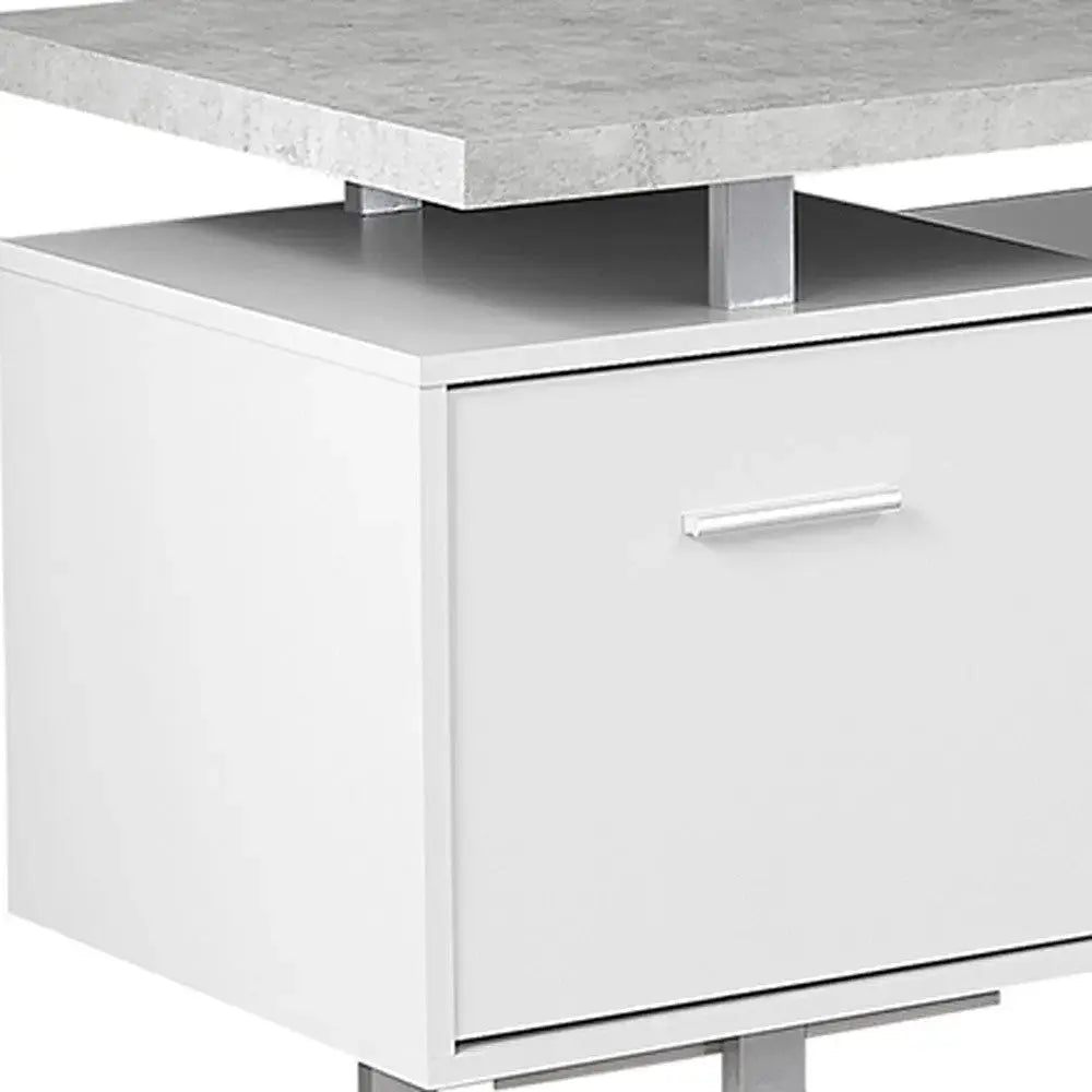 71" Gray and Silver L Shape Computer Desk With Three Drawers Homeroots Office
