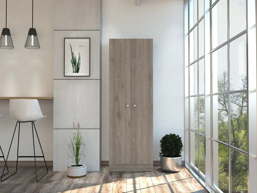 71" Light Gray Wood Pantry Or Storage Closet - GreatEagleInc