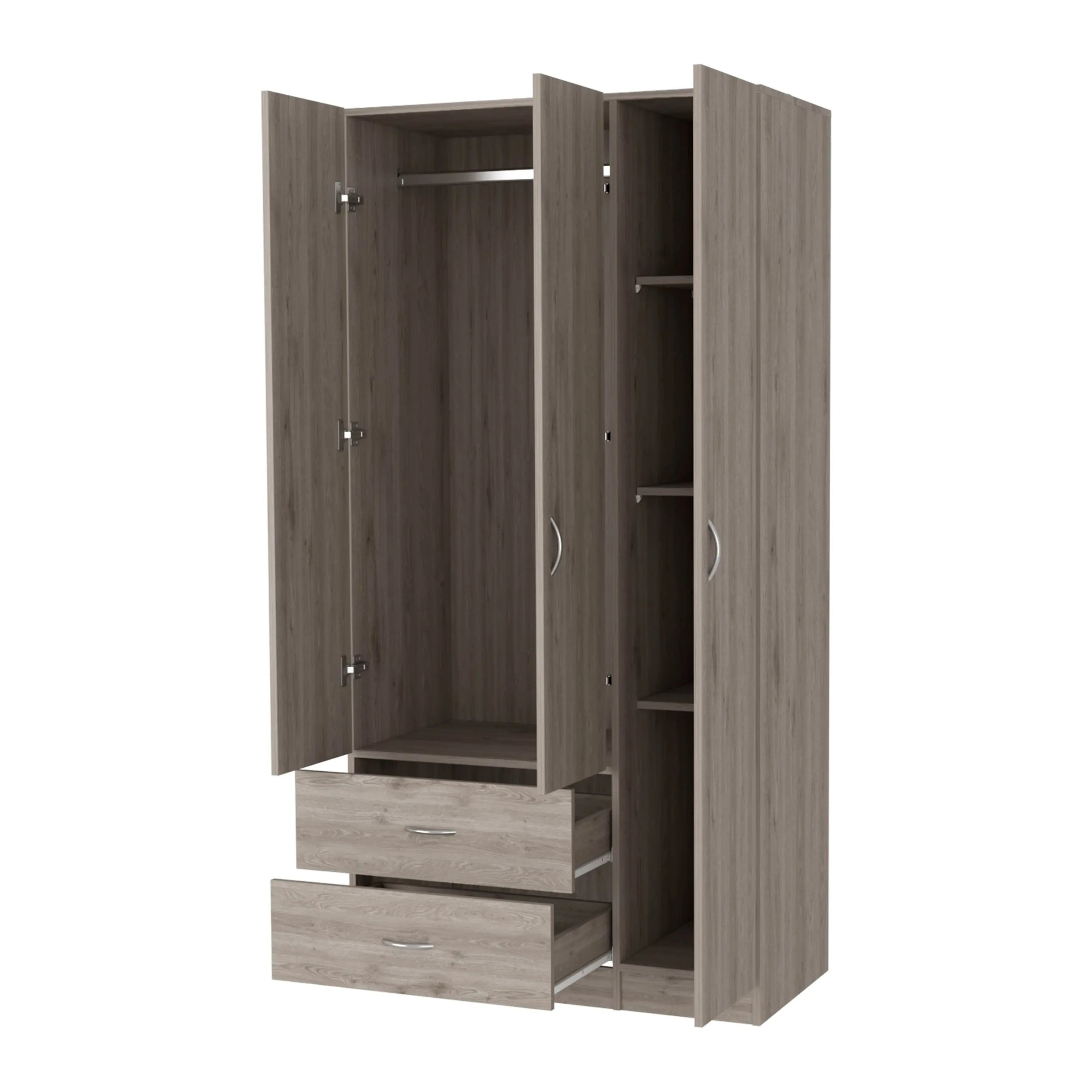 71" Light Gray Wood Three Door Two Drawer Combo Dresser Homeroots Bed & Bath