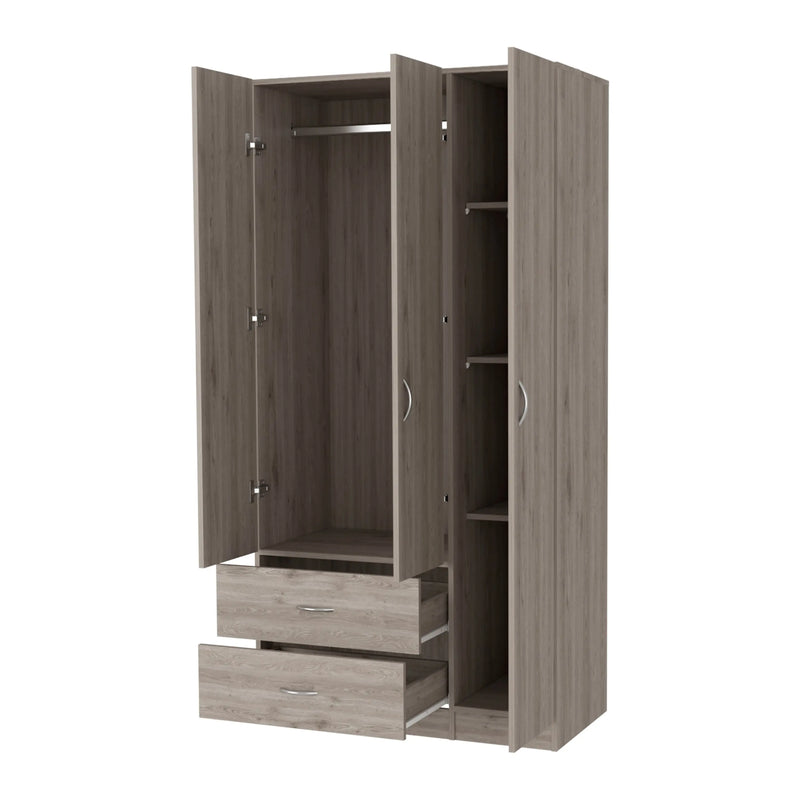 71" Light Gray Wood Three Door Two Drawer Combo Dresser Homeroots Bed & Bath