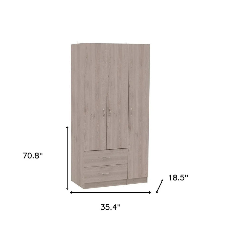71" Light Gray Wood Three Door Two Drawer Combo Dresser Homeroots Bed & Bath