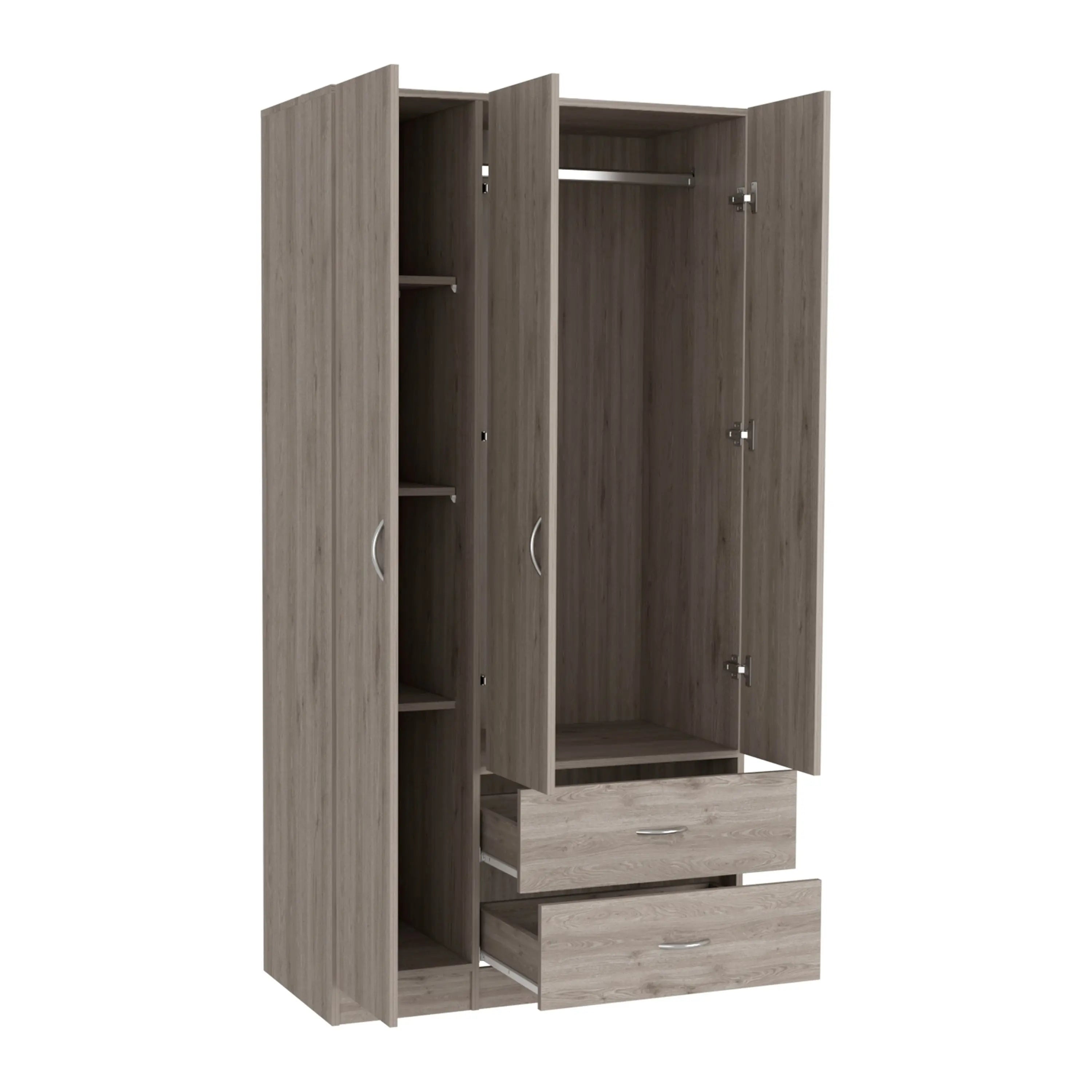 71" Light Gray Wood Three Door Two Drawer Combo Dresser Homeroots Bed & Bath