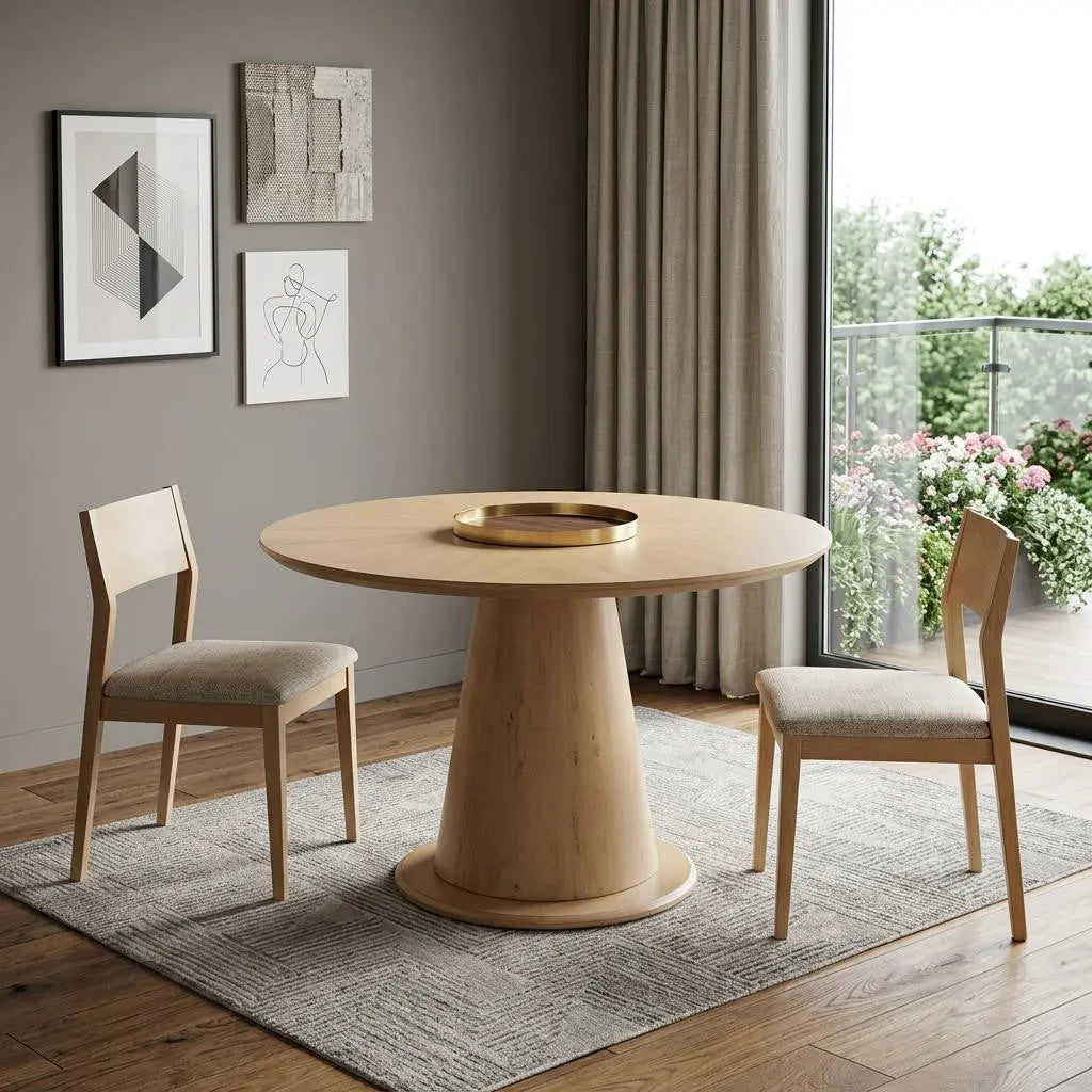 71" Natural Solid Wood Pedestal Base Oval Dining Table Homeroots Kitchen & Dining