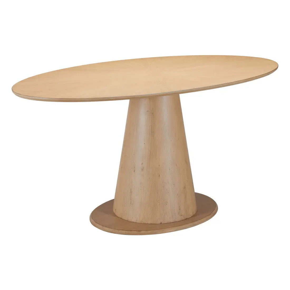 71" Natural Solid Wood Pedestal Base Oval Dining Table Homeroots Kitchen & Dining